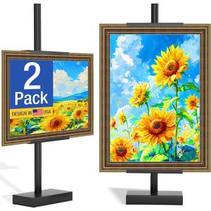 2Pack Adjustable Tabletop Easel Stand for Picture Frames, Picture Easels for Display Up to 30" H, Adjustable Detachable Tabletop Easel, Table Top Frame Holder for Artwork, Photos, (Black)
