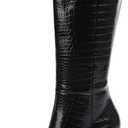 Modatope Knee High Boots Women Tall Boots Pointed Toe Stiletto High Heel Side Zipper Long Boots for Women Faux Crocodile Boots, Not Wide Calf (7, Black)