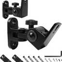 Nbguigdstr Universal Speaker Wall/Ceiling Mount Brackets,180Adjustment,2 Packs Black Metal Wall Mount for Small Speakers,Bookshelf Speakers,Surround Sound Speakers Holder-Support up to 30lbs