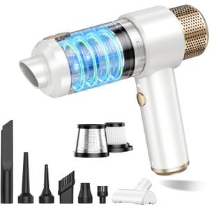 JONYJ Handheld Car Vacuum Cleaner, 16000PA Hand Held Vacuum Portable Cordless, 2 in 1 Air Duster and Vacuum Cleaner with LED Light, Multi-Nozzles, 120W High Power Mini Vacuum for Home, Pet, Office