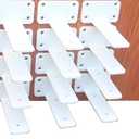 12 Pack - 6 inch White Hidden L Shelf Bracket (1/5 Inch Thicked) Iron Floating Shelf Brackets Rustic Industrial Metal Brackets for Shelf Support