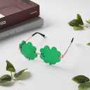 St. Patricks Day Irish Four Leaf Clover Sunglasses, Green Shamrock Sunglasses, Four Leaf Clover Leprechaun Costume Glasses for Women Men, St. Patrick's Day Party Favors Accessories (Green)