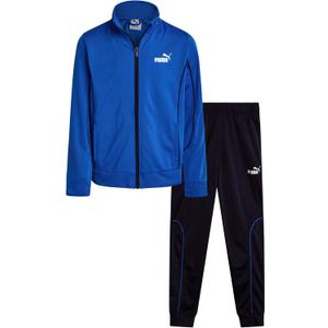 PUMA Boys Pants Set - 2 Piece Tricot Athletic Zip Up Jacket Sweatshirt and Active Jogger Pants - Boys Activewear Set (8-16) (Blue/Navy Blue)
