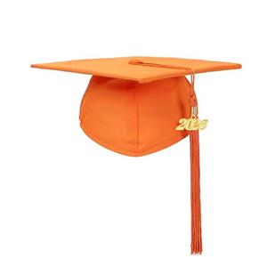 FtyFty Unisex Adult Matte Graduation Cap with Tassel Year Charm (Orange) 2025