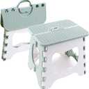 Folding Step Stool Compact Plastic Foldable Step Stool Holds Up to 300 lbs,12 inches,30cm,Non-Slip(Green) 1PCS (big)