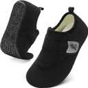 LeIsfIt Slippers for Women Men Soft House Slippers Wide Barefoot House Shoes Non-slip Slip on Slipper Shoes Comfy Adjustable for Home Bedroom Travel Yoga 40-41, Black