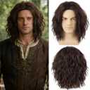 Mens Brown Curly Wig Short Heat Resistant Synthetic Male Wigs for Costume Party Cosplay Halloween Anime or Fun(14inch, Brown)
