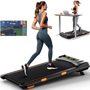 4.0/7.8MPH Walking Pad Treadmill with Folding Slope, Larger Screen Display Under Desk Treadmill 300 lb Capacity, Portable Treadmills for Small Spaces, Home