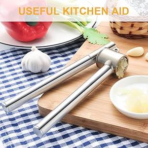 Garlic Press Garlic Mincer & Crusher Stainless Steel Garlic Press Set for Kitchen with Brush & Peeler, Kitchen for Garlic, Garlic Presser Easy to Clean Easy Squeeze Rust Proof