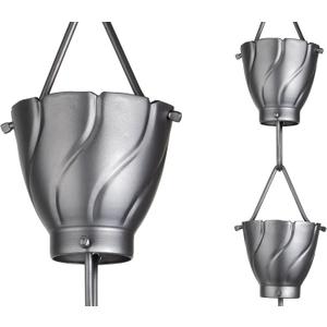 Monarch Rain Chains Aluminum Akira Rain Chain, 8.5 ft Pewter Powder Coated Aluminum Decorative Rain Catcher Chain for Gutters, Pewter Aluminum Rain Gutter Replacement Downspout