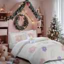 Intelligent Design Kids Full Comforter Set for Girls, Tufted Chenille Floral Comforter Set Queen, Lightweight Polka Dot Reversible Bed Set, Shams, Pillow, Gracie, Full/Queen White/Purple 4 Piece