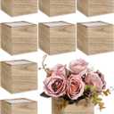 Suzile 12 Set 4 Inch Wooden Planter Box Flower Square Vases for Centerpiece Rustic Cube Planter Box with Removable Foam Blocks Liner Square Vase Craft for Garden Home(Wood Color)