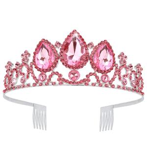 VELSCRUN Princess Tiaras for Girls, Rapunzel Crowns for Girls, Birthday Headbands for Girl, Pink Girl Dress-up Crown, Princess Birthday Decorations Halloween Cosplay Prom Hair Accessories
