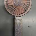 Mudder Rhinestone Handheld Fan Crystal Bling Mini Personal Fan Glitter Bedazzled Portable USB Rechargeable & Battery Operated for Girls Women Outdoor Travel Indoor Makeup Office(Pink,Foldable)