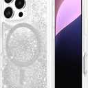 Case-Mate iPhone 16 Pro Case [Compatible with MagSafe] - Sparkly Liquid Glitter Phone Case with 12ft Drop Protection - Premium Magnetic Cover for iPhone 16 Pro - Silver Waterfall
