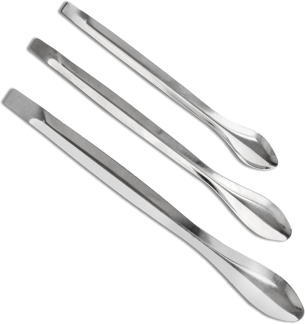 Piutouyar 15 Pcs 3 in 1 Lab Spoon Micro Lab Spatula Stainless Steel Lab Scoop for Reagent Sampling, Mixing, Measuring 105/125/140mm for a Set
