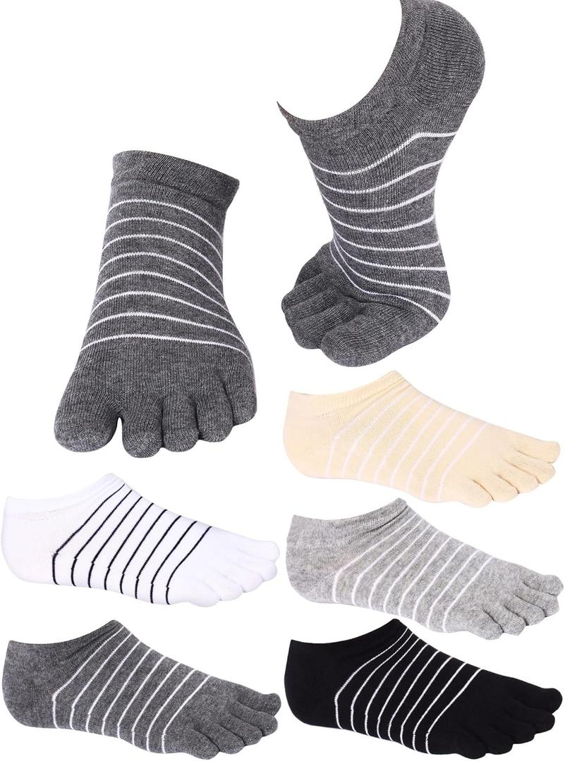 Sintege 5 Pairs Stripe Toe Socks Colorful Finger Socks for Women Girl Supplies (Classic Colors)