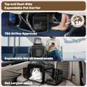 Top and 2 Sides Expandable Cat Carrier 18x11x11, TSA Airline Approved Dog Carriers for Small Dogs, Soft-Sided Pet Carrier with Self-Locking Zippers for Kitten,Rabbit, Puppy, Guinea Pig Black White