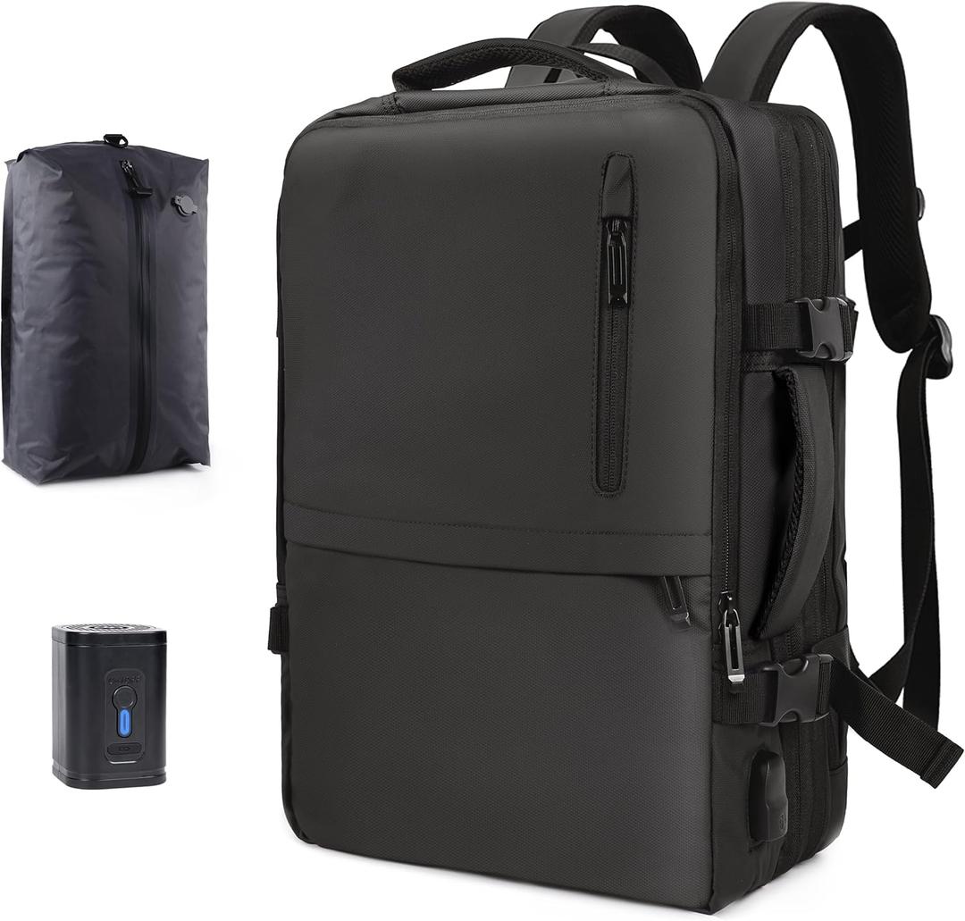 Vacuum Seal Backpack for Travel with Pump, 60L Expandable Backpack with Detachable Vacuum Compression Bag Waterproof Carry On Large Travel Bag for Airline Laptop Backpack