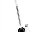 Simplehuman Toilet Plunger with Holder, Toilet Plunger and Holder Set, Magnetic Drip-Free Cover, Narrow Flange for Modern Low-Flow Toilets, Hidden Dome Storage, Stainless Steel, White