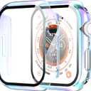 Suoman 2-Pack for Apple Watch Series 6/5/4/Series SE/SE 2/SE 3 40mm Screen Protector Case, Tempered Glass All-Around Screen Protector Case Ultra-Thin for iWatch 40mm Protection Cover - Colorful
