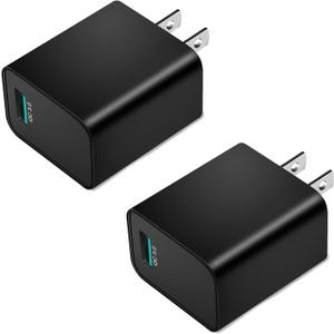 2 x 18W Fast USB Wall Charger, 2 Pack Quick Charge 3.0 Rapid Charging Block Compatible with Samsung Galaxy A42 A32 A31 A41 A51 A71 A71s A56 A55 A54 A53 A52 A26 A36 S26 5G Travel Plug Adapter
