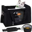 ROYPET Cat Carrier,Portable Pet Carrier Bag for Cats and Small Dogs,Foldable Soft-Sided and Scratch-Proof mesh Cat Bag Pet Carriers,Airline Approved Pet Carrier,Pet Travel Carrier Up to 15 Lbs,Black