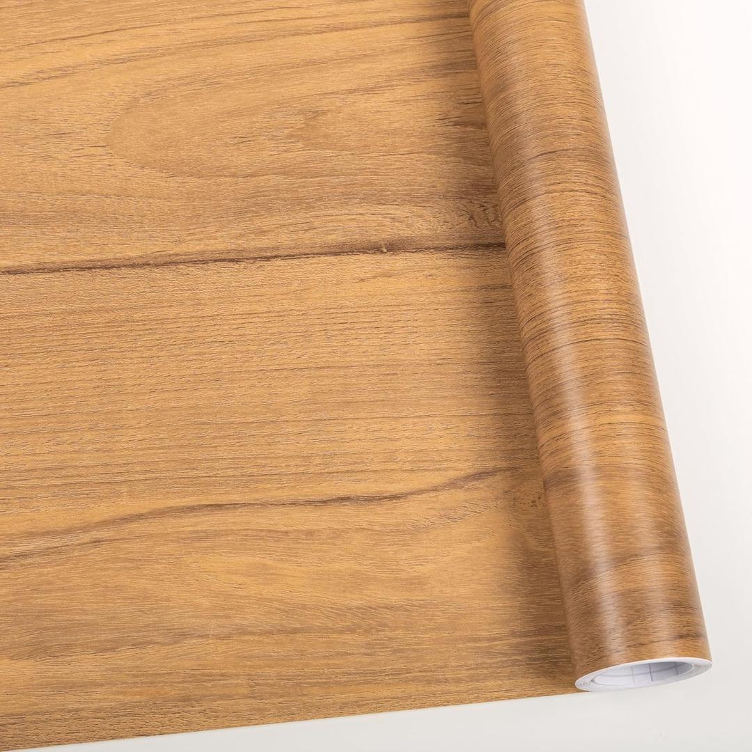 Abyssaly 17.7 in X 393 in Wood Contact Paper, Wood Grain Peel and Stick Wallpaper for Cabinets,Self Adhesive Waterproof Vinyl Wallpaper for Countertop Furniture Drawer Shelf Liner Wall (Brown)
