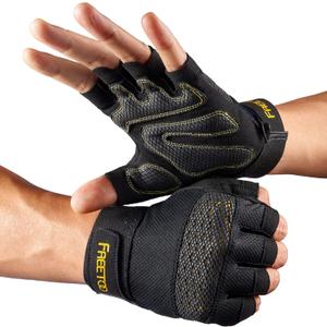 FREETOO Workout Gloves for Men, Weight Lifting Gloves with Full Palm Protection, Ultra Ventilated, Cushion Pads and Silicone Grip (Large, black)