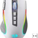 Redragon M612 PRO RGB Gaming Mouse, 8000 DPI Wired/Wireless Optical Mouse with 9 Programmable Buttons & 7 Backlit Modes, BT & 2.4G Wireless, Software Supports DIY Keybinds Rapid Fire Button (Gray)