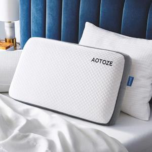 Best Firm Memory Foam Pillow, Hard Pillow for Sleeping,Flat Pillow for Deep Sleep,Oeko-TEX & CertiPUR-US Double Certification, 28 x 15 inch