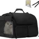 FUKUMARU Cat Carrier, Airline Approved Dog Carrier with Rollable Cover
Breathable Soft Cat Carrier, Multiple Doors & Storage Pockets Cat Travel Bag, Durable Pet Carrier for Cat Under 15 lb, Black