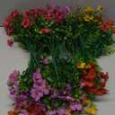 Artificial Flowers for Outdoor Indoor Garden Home Decoration, Faux Flower Daisy with Eucalyptus Leaves Fake Plants Greenery Boxwood Porch Patio, 12 Bundles (Mix Pink Red Purple Yellow)