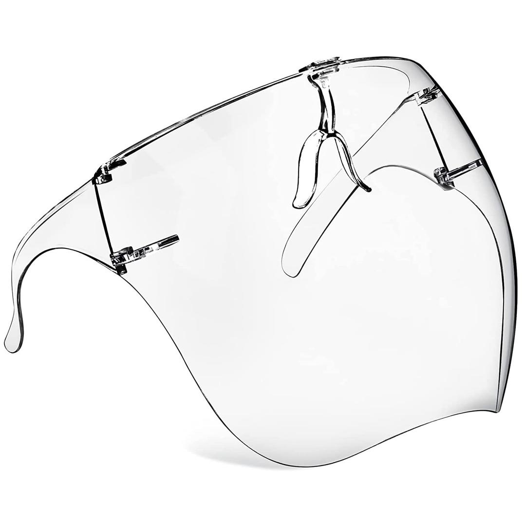 Face Shield with Glasses 4 Pack, Anti -Fog Clear Face Mask Full Face Protection Splash Guard Reusable Breathable See Through Goggles Plastic Face Shields for Adults Working for Grinding and Cutting