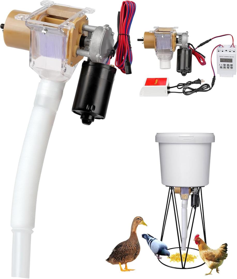 Timed Automatic Chicken Feeder and Duck Feeder, Timed Poultry Feederer Great for Chickens, Ducks, Geese, Pigeons, Fish, Dogs, Fish, Cats