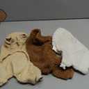 Reginary 3 Pcs Winter Dog Pajamas Fleece Puppy Clothes Warm Doggy Fuzzy for 4 Legs Pet Cute Coats Elastic Soft Winter Holiday Jumpsuit Sweater Bodysuit Small Medium Dog Apparel White Beige Brown (S)