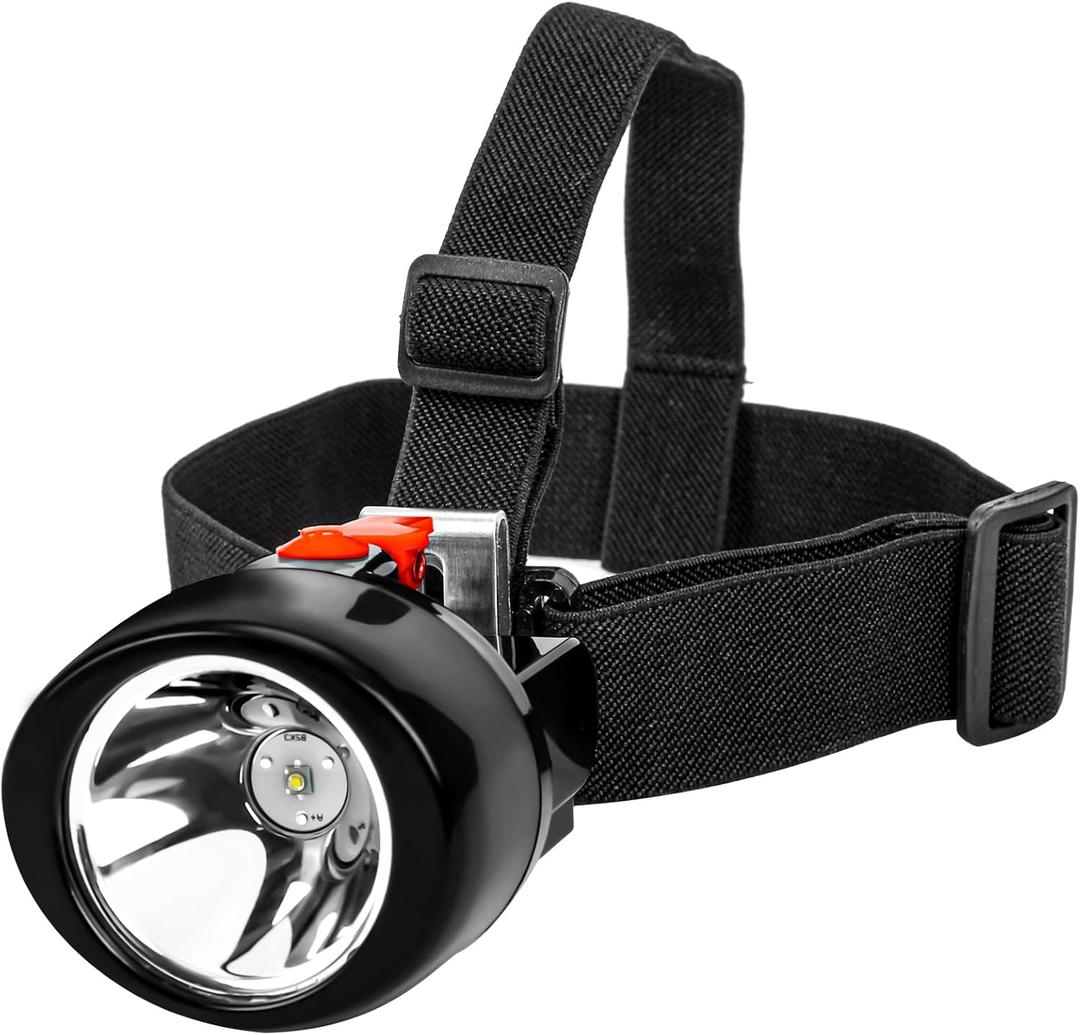 High Power Rechargeable Headlamp with One-Button Control, Long Range LED Miner Headlight, Adjustable Light Modes, Waterproof Head Torch for Camping, Hiking, Caving, Emergency Work Light (KL3.0LM(Red Button))