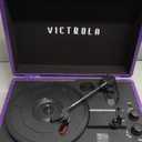 Victrola Journey Bluetooth Portable Suitcase Record Player  with Built-in Speakers, 3 Speed Vinyl Record Player, RCA Out, Headphone Jack (Purple Glitter)