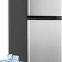 Electactic 3.2 Cu.Ft Mini Fridge with Freezer, Compact Refrigerator with 2 Doors, Small Fridge with Adjustable Thermostat & Removable Glass Shelves for Bedroom, Office, Dorm, or Apartment, Silver