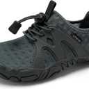 WateLves Toddler/Little/Big/Kid Water Shoes Wide Barefoot Aqua Athletic Sneakers Girls Boys Hiking Beach Swim Fast Dry Shoes Built-in Heel Grips (7.5 Toddler, Dark Gray)