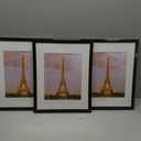 Upsimples 11x14 Picture Frame Set of 3, Made of High Definition Glass for 8x10 with Mat or 11x14 Without Mat, Wall and Tabletop Display Photo Frames, Black