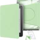 360 Degree Rotating Case for Kindle, Detachable Magnetic Design Protective Adjustable Stand Cover Clear Back with Auto Sleep/Wake for 6.8" Kindle Paperwhite (11th Generation-2021 Release), Light Green