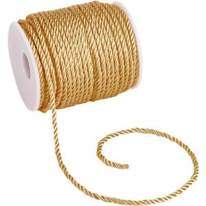 PH PandaHall 3mm Yellow Cord Trim 32 Yards Handmade Cording Window Bow Ties Crafts Rope Graduation Honor Cords for Lampshade Clothing Handfasting Braided Cord Decorative (Goldenrod)