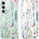 Floral Clear Case for Samsung Galaxy S24 FE for Women Girls,Pretty Phone Cover for Galaxy S24 FE,Flower Design Cute Pattern Slim Soft Drop Proof Protective TPU Bumper Case,FL-36