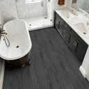 Peel and Stick Floor Tile-Wood Vinyl Flooring Roll Waterproof for Kitchen and Bathroom-15.8" x 118.1" Self Adhesive Laminate Flooring Stickers Cover 12.9 sq.ft (Gray)
