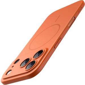 JETech Magnetic Slim Case for iPhone 17 Pro 6.3-Inch, Compatible with MagSafe, Ultra-Thin Lightweight Minimalist Phone Cover with Matte Finish and Full Camera Lens Protection (Orange)