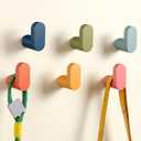 6 Pcs Wood Coat Hook Cute Kids Wall Hooks Colorful Wall Mounted Hangers Backpack Hook Rack for Hanging Hat Keys Clothes for Girl Classroom Home Kitchen Bathroom Playroom Nursery Decor(Small,Morandi)