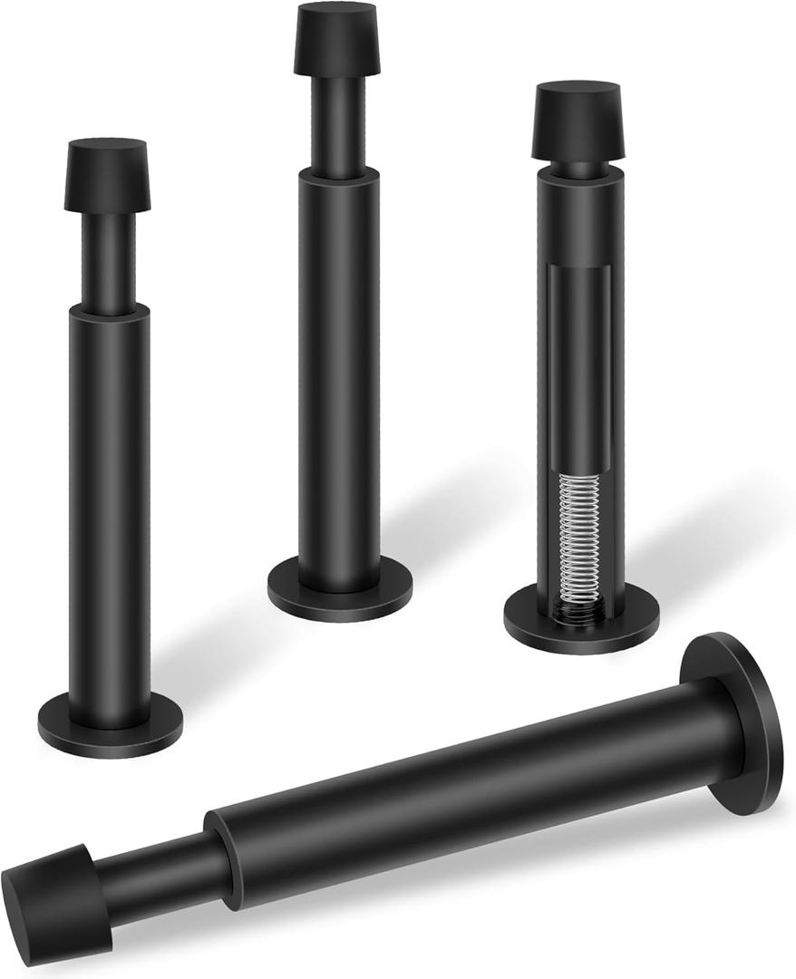 KOLAKO Black Door Stops, 4 Pack Door Stoppers for Wall, 4.4 Inch Doorstop Wall Protector with Rubber Bumper Tip, Door Stoppers for Bottom of Door, Matte Black