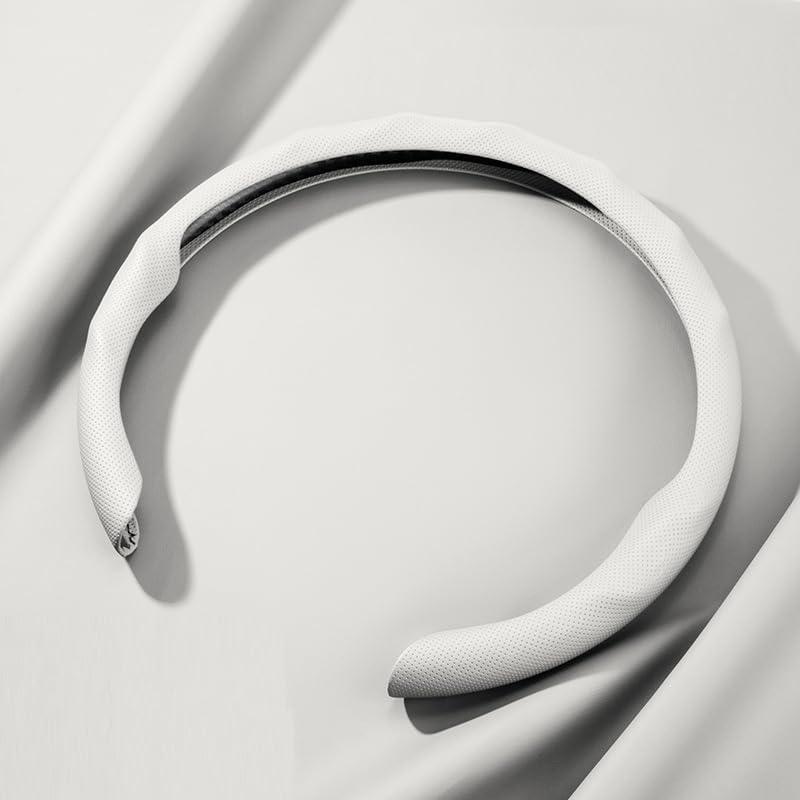 Universal Steering Wheel Cover, D-Type O-Type Design, All Season Car Accessory (White)
