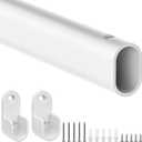Mavivegue Oval Closet Rod, Closet Rods for Hanging Clothes, Adjustable Closet Rod Expandable 17 to 40 Inches, Wardrobe Closet Organizer for Laundry Room, RV, Closet Storage (white)